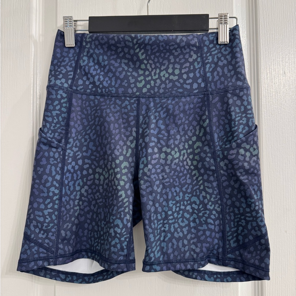 Fabletics Blue and Green Athletic Shorts High-Performance Stretch